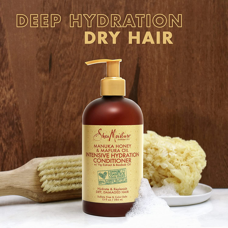 Sheamoisture Intensive Hydration Conditioner for Dry, Damaged Hair Manuka Honey and Mafura Oil to Nourish and Soften Hair 13 Oz