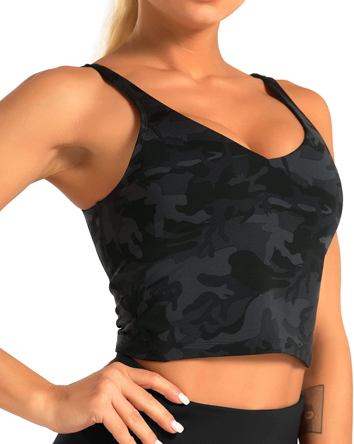 Women Sports Bras Longline Fitness Crop Tops Tank Gym Camisole Yoga Workout  Running Shirts