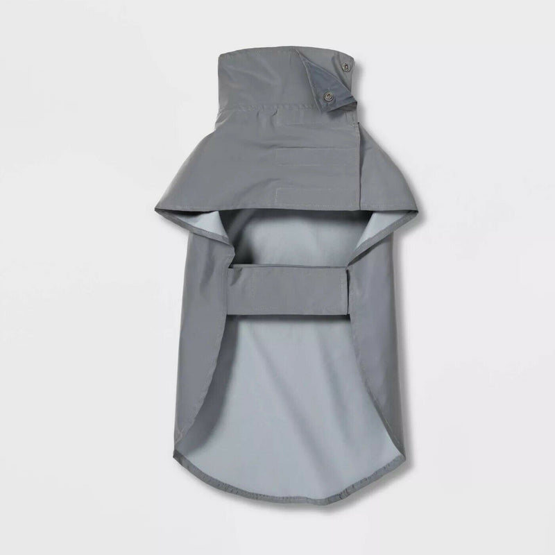 Reflective Funnel Neck Dog Jacket color Gray, for walking, running in rain or snow