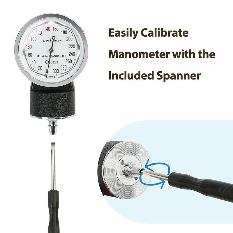 LotFancy Aneroid Sphygmomanometer, Manual Blood Pressure Monitor, Adult 10"-16"