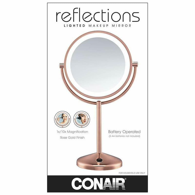 Conair LED Makeup Mirror - 1x & 10x magnification - Rose gold