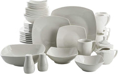 Gibson Home Zen Buffet Porcelain Dinnerware Set, Service for 4 (16Pcs), White (Square)