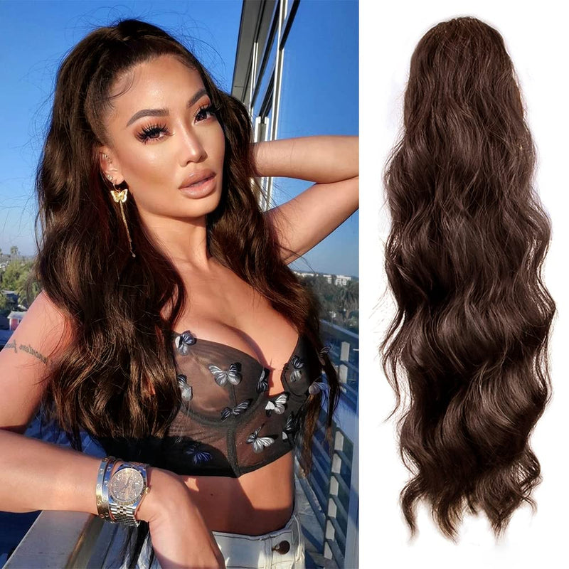 Long Ponytail Extension Drawstring Ponytail Hair Extensions Wavy Pony Tail Synthetic Hairpiece for Women 