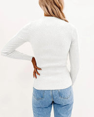 Flowyair Women'S Long Sleeve Mock Neck Knitted Sweaters Slim Fit Lightweight Fashion Fall Pullover Sweaters Tops