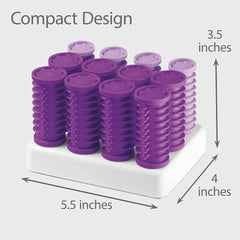 Conair Instant Heat Compact Hot Rollers w/ Ceramic Technology; Black Case with Purple Rollers, 12 count