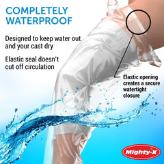 100% Waterproof Cast Cover Full Leg to Thigh, Watertight Seal - Reusable 2 pk Cast Protector