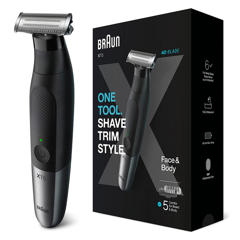 Braun Series XT5 – Beard Trimmer, Shaver and Electric Razor for Men, Body Grooming Kit for Manscaping, Durable One Blade, One Tool for Stubble, Hair, Groin, Underarms, XT5100