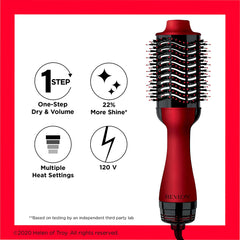 REVLON One-Step Volumizer Original 1.0 Hair Dryer and Hot Air Brush, Red
