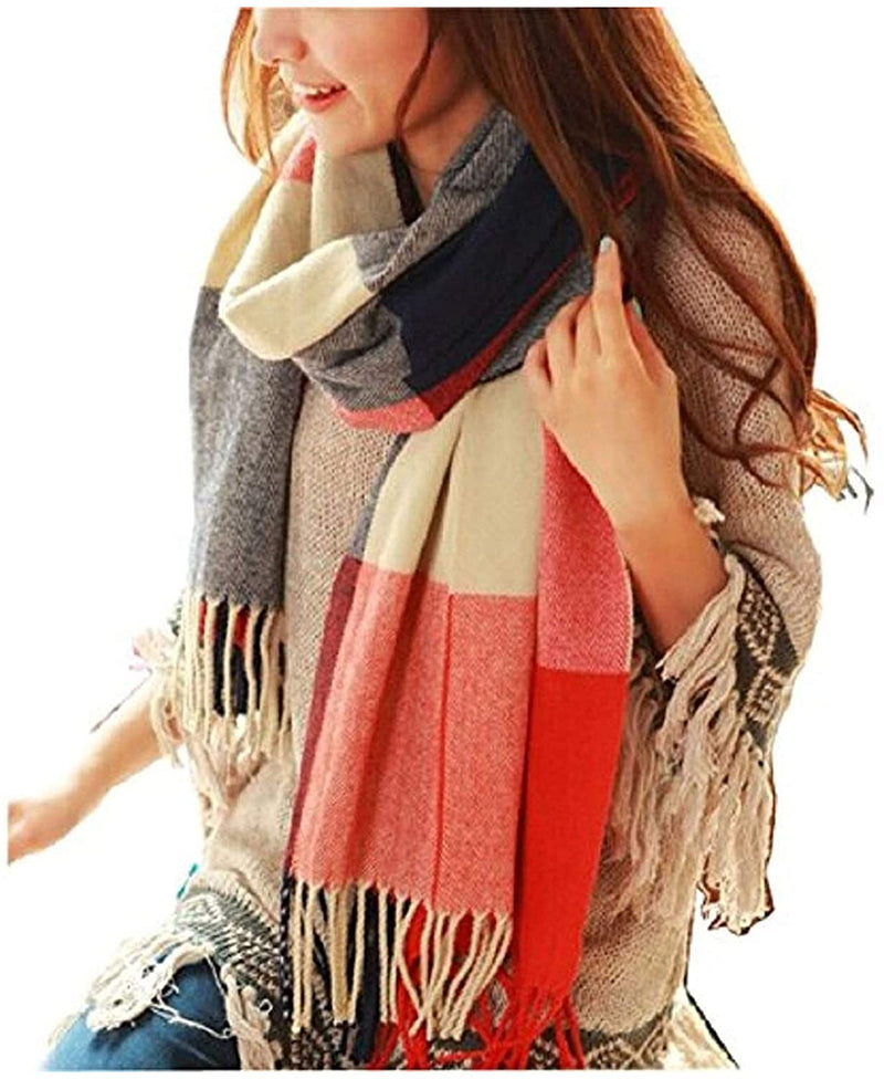 Loritta Womens Scarf Fashion Long Plaid Shawls Wraps Big Grid Winter Warm Lattice Large Scarves Gifts