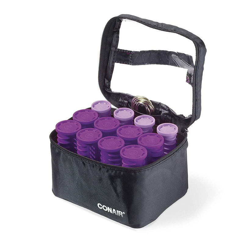 Conair Instant Heat Compact Hot Rollers w/ Ceramic Technology; Black Case with Purple Rollers, 12 count