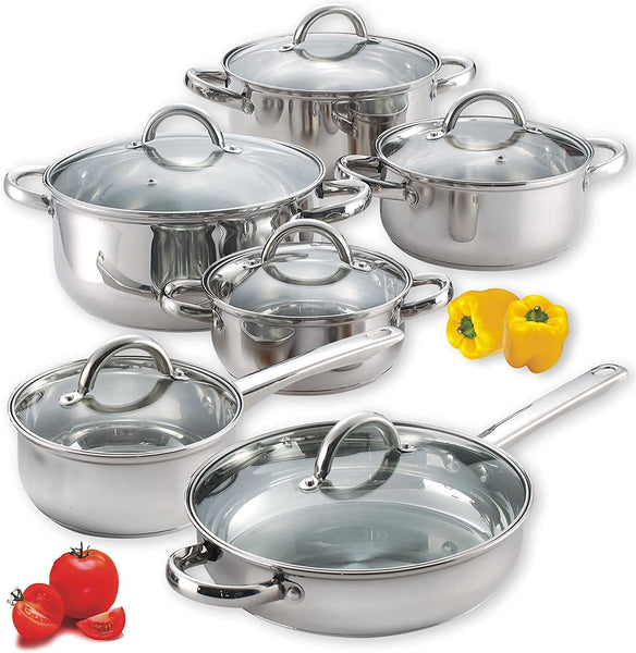 BELLA Nonstick Cookware Set with Glass Lids - Aluminum Bakeware, Pots and  Pans, Storage Bowls & Utensils, Compatible with All Stovetops, 21 Piece