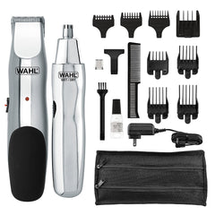 Wahl Groomsman Rechargeable Beard Trimming kit for Mustaches, Hair, Nose Hair, and Light Detailing and Grooming with Bonus Wet/Dry Electric Nose Trimmer Model 5622