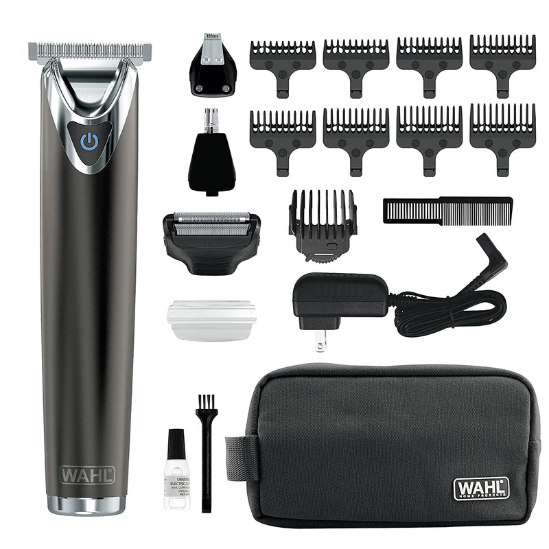 Wahl Stainless Steel Lithium Ion 2.0+ Slate Beard Trimmer for Men - Electric Shaver, Nose Ear Trimmer, Rechargeable All in One Men's Grooming Kit - Model 9864