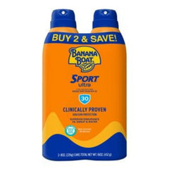 Banana Boat Ultra Sport Clear Sunscreen Spray - SPF 30 - 16 fl oz ( Pack of 2)