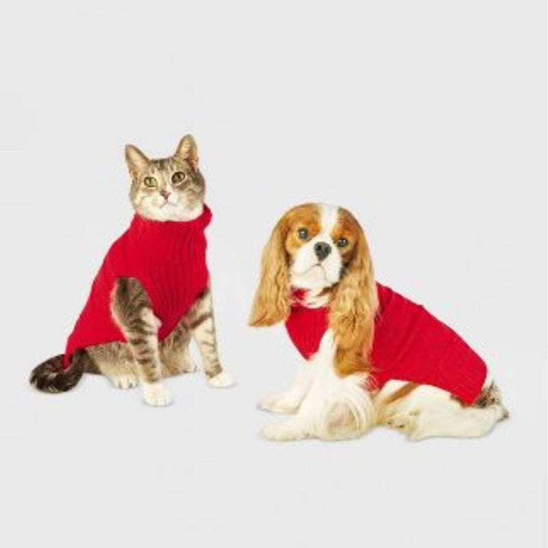 Holiday Dog and Cat Sweater - Red XS