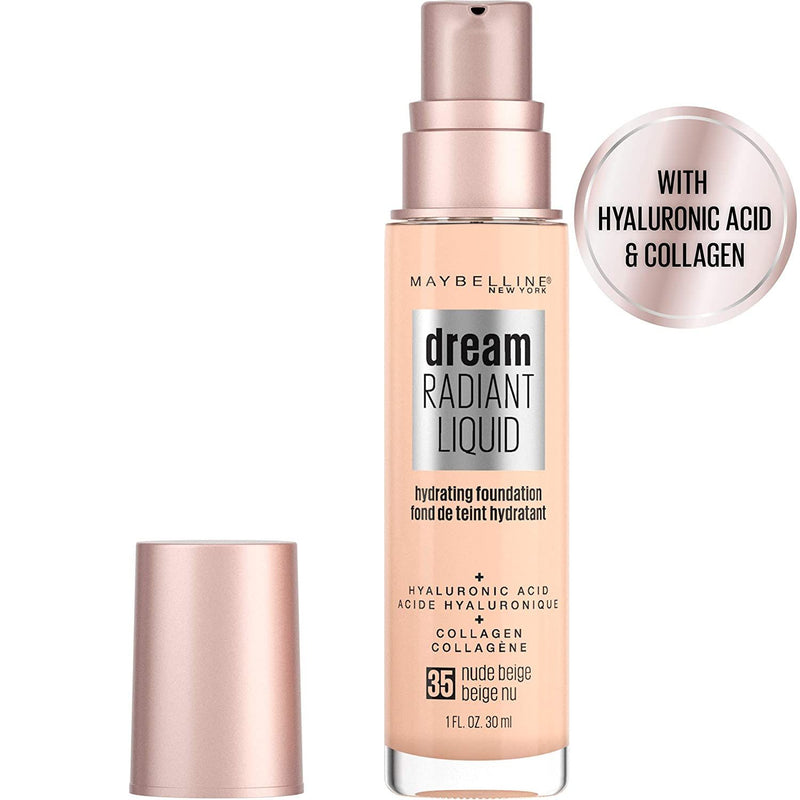 Maybelline Dream Radiant Liquid Foundation with Hyaluronic Acid + Collagen 35 Nude Beige 