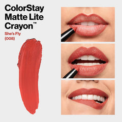Revlon ColorStay Matte Lite Crayon Lipstick with Built-in Sharpener 008 She's Fly