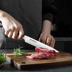 Mosfiata Chef Knife 5 Inch Kitchen Utility Knife, 5Cr15Mov High Carbon Stainless Steel Sharp Cooking Knife with Ergonomic Pakkawood Handle, Full Tang Vegetable Meat Cutting Knife with Sheath