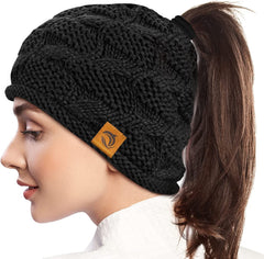 URECOVER Women Ponytail Hat Beanie with Hole: 2In1 Christmas Stocking Stuffers Gifts for Women Winter Knit Cap Teen Girl
