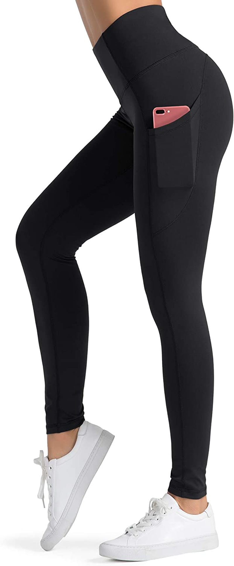  High Waist Yoga Pants, Pocket Yoga Pants Tummy Control  Workout Running 4 Way Stretch Yoga Leggings Lilac